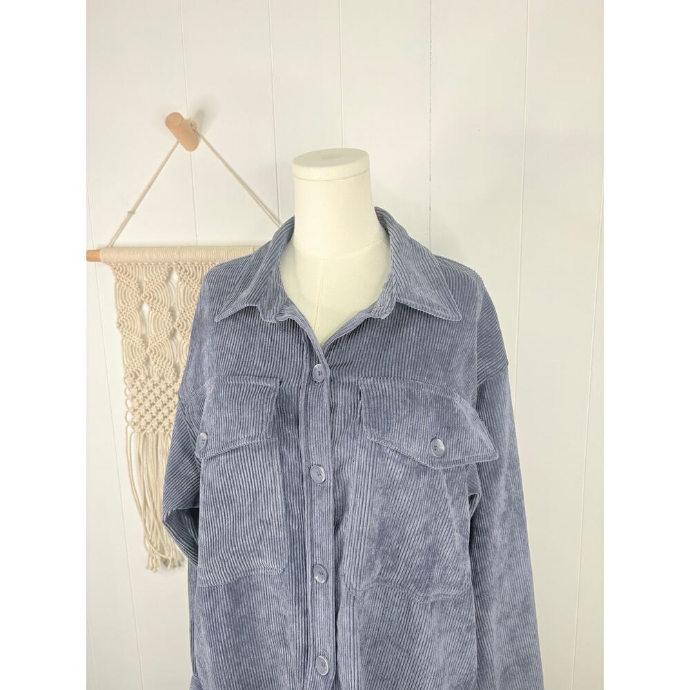 ✨2/$30✨Reserve Fairfax Oversized Corduroy Shacket Medium Blue Button Up - Picture 3 of 9